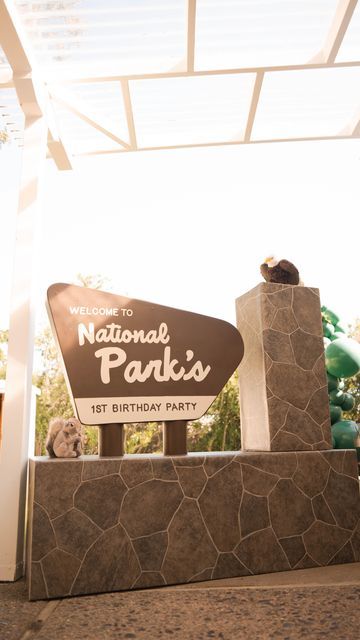 a welcome sign for the national park's 13th birthday party