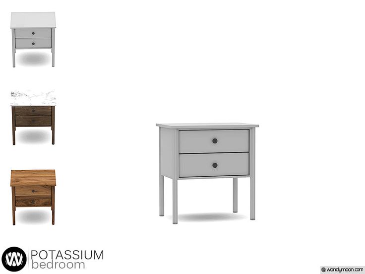 four different types of bedside tables with drawers