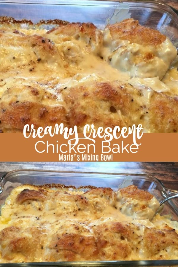 two pans filled with creamy crescent chicken bake