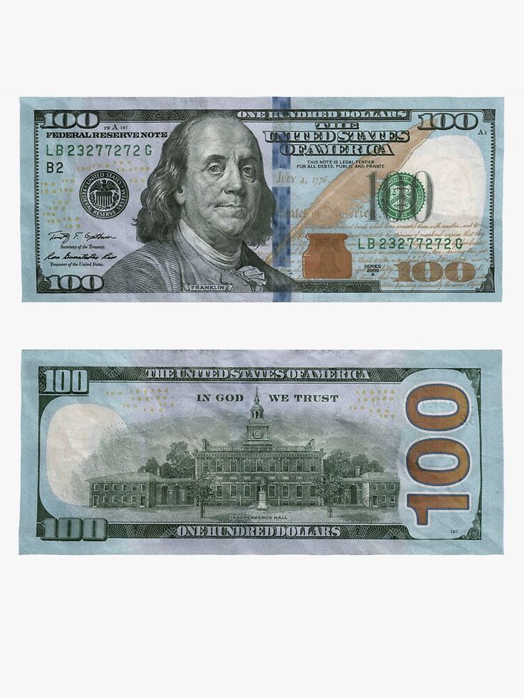 two bills with one hundred dollars on each side