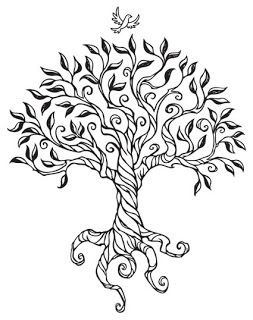 a drawing of a tree with swirly branches