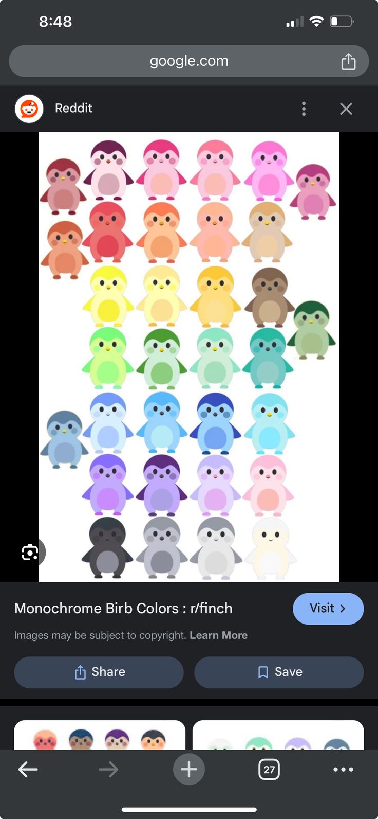 an iphone screen showing the color scheme for different colors