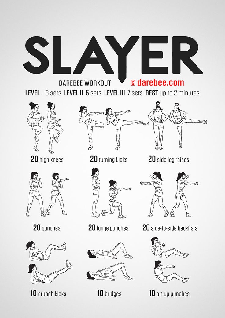 a poster with instructions on how to do the slayer workout for beginners