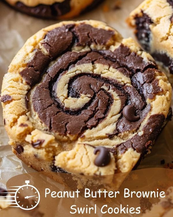 peanut butter brownie swirl cookies with chocolate chips