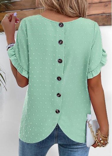 Color:Light Green;Size:S;Size:M;Size:L;Size:XL;Package Contents:1 X Blouse;Occasion:Other;Style:Bohemian; Non-stretch Casual Blouse With Buttons, Casual Non-stretch Blouse With Buttons, Casual Non-stretch Buttoned Tops, Non-stretch Short Sleeve Tops With Buttons, Casual Summer Blouse With Back Button Closure, Chic Summer Blouse With Buttons, Chic Summer Blouse With Back Button Closure, Casual Spring Blouse With Button Back, Solid Buttoned Blouse For Day Out