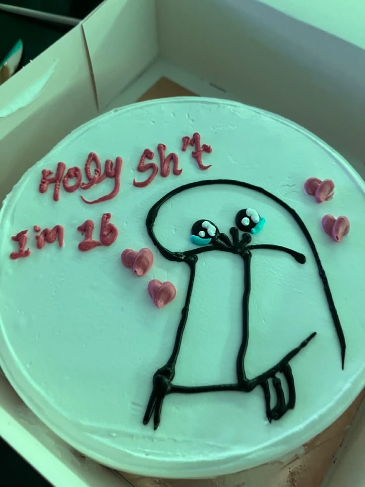 16 Birthday Cake For Boys, Funny Bday Cake, 17th Birthday Cake Aesthetic, 16th Birthday Aesthetic, Cake Ideas For Birthday, Cake Meme, Birthday To Me Quotes, Sweet Sixteen Cakes, Happy Birthday To Me Quotes