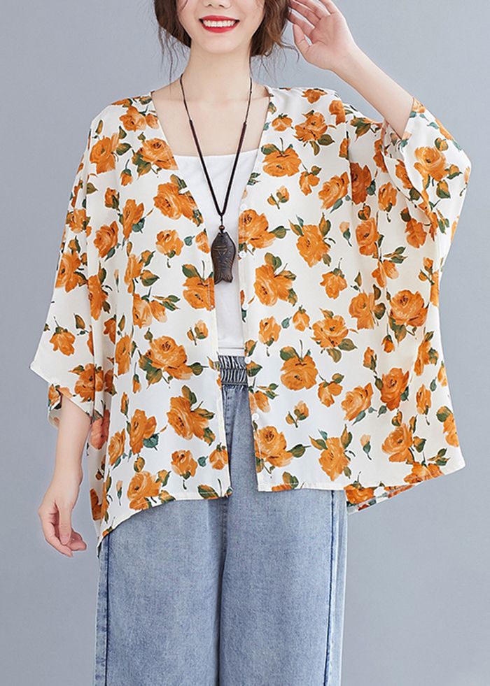 Simple yellow print top v neck Batwing Sleeve blouses Batwing Sleeve Blouse, Linen Tunic Tops, Half Sleeve Tops, Casual Summer Tops, Blouse Material, Floral Tunic, Yellow Print, Casual Tops For Women, Bohemian Clothes