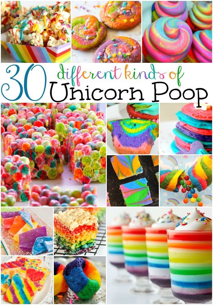 the different kinds of unicorn poop are featured in this collage with text overlay