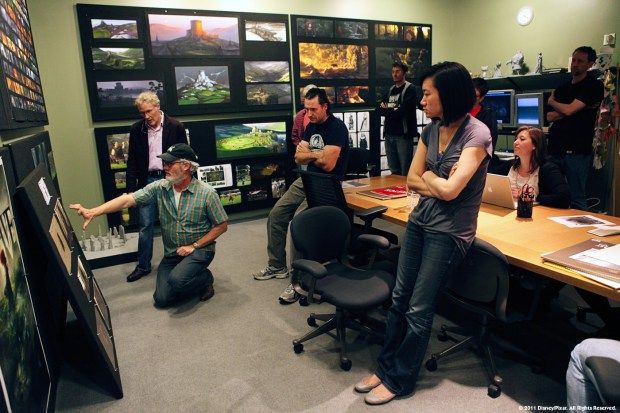 a group of people in an office setting