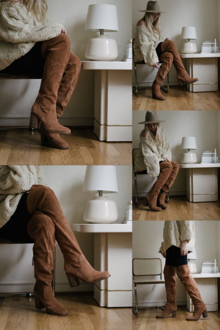 Logan turns up the drama with its chestnut suede upper rising over-the-knee above a chunky stacked leather heel. #fallboots #overthekneeboot #suedeboot #tallboots #leatherboots #woodheelboots #contemporaryboots #contemporary #modernfashion #moderndesign #designershoes #designerbooties #designerboots #vintagedesign #vintagefashion