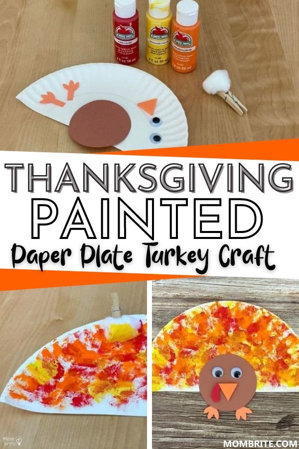 thanksgiving painted paper plate turkey craft with the words, thanksgiving painted on it and an image of