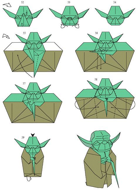 instructions to make an origami yoda from the movie star wars, with pictures