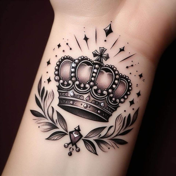 a tattoo with a crown on the wrist