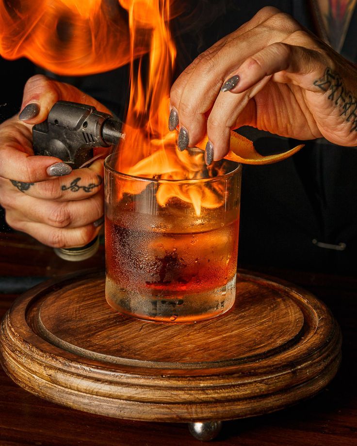 Old Fashioned Cocktail with Fire Cocktail Photoshoot, Styling Food Photography, Photography Food Styling, Best Food Photography, Cocktail Photography, Professional Photos, Photography Food, Old Fashioned Cocktail, Sony Alpha