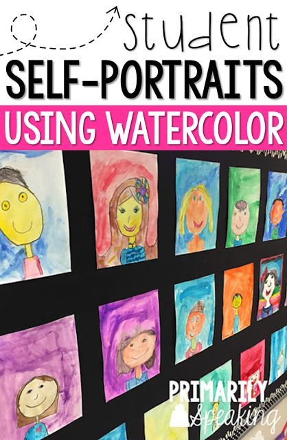 art project using watercolors to teach self portraits