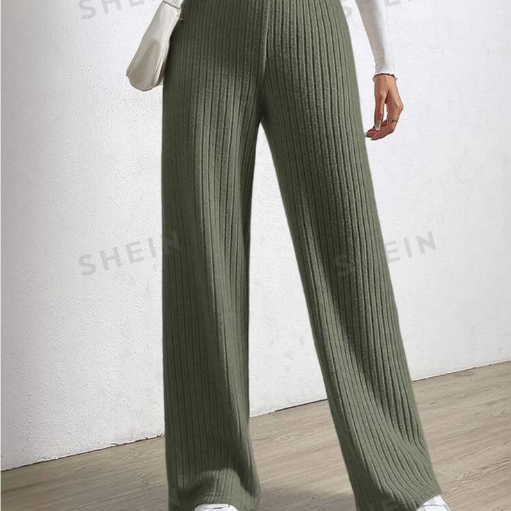 Soft Loose Ribbed Pants. Size M But Can Fit S-M. Never Used And Cannot Return. Green Stretch Ribbed Bottoms, Fitted Ribbed Green Bottoms, Spring Workwear Ribbed Pants, Spring Workwear Ribbed Bottoms, Ribbed Pants For Spring Workwear, Ribbed Bottoms For Spring Workwear, Spring Ribbed Pants For Workwear, Trendy Ribbed High-waisted Pants, Casual Ribbed Pants