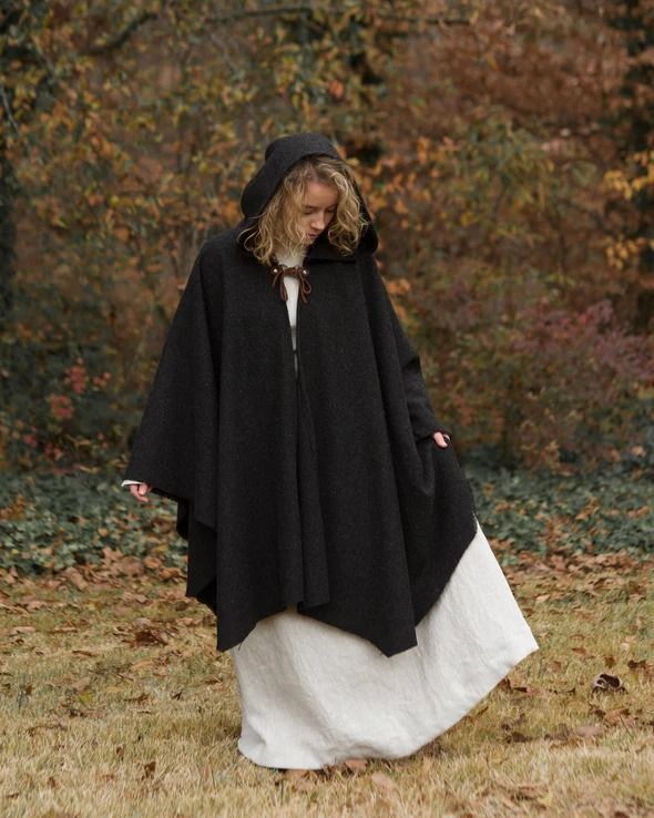 Outcast Cloak – Fell & Fair Halloween Cape Outerwear For Larp, Halloween Cape For Larp Events, Halloween Cape For Larp, Witchy Winter Outerwear For Larp, Black Cape For Larp, Gothic Cape Outerwear For Larp, Gothic Cape For Larp In Fall, Gothic Cape Outerwear For Fantasy Events, Gothic Cape For Fantasy Events