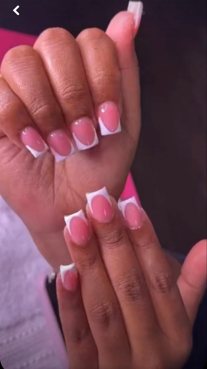 White French Tip Nails, Pink Tip Nails, White Tip Nails, Quick Nail, Hard Nails, White French Tip, Colored Acrylic Nails, White Acrylic Nails, Girly Acrylic Nails