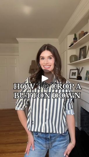 Crop A Button Up Shirt Hack, How To Button A Shirt Hack, How To Crop A Button Up Shirt, Tuck In Button Up Shirt, Button Shirt Hacks, Button Up Shirt Hacks, Button Down Shirt Hacks, Shirt Knot, Cropped Button Down