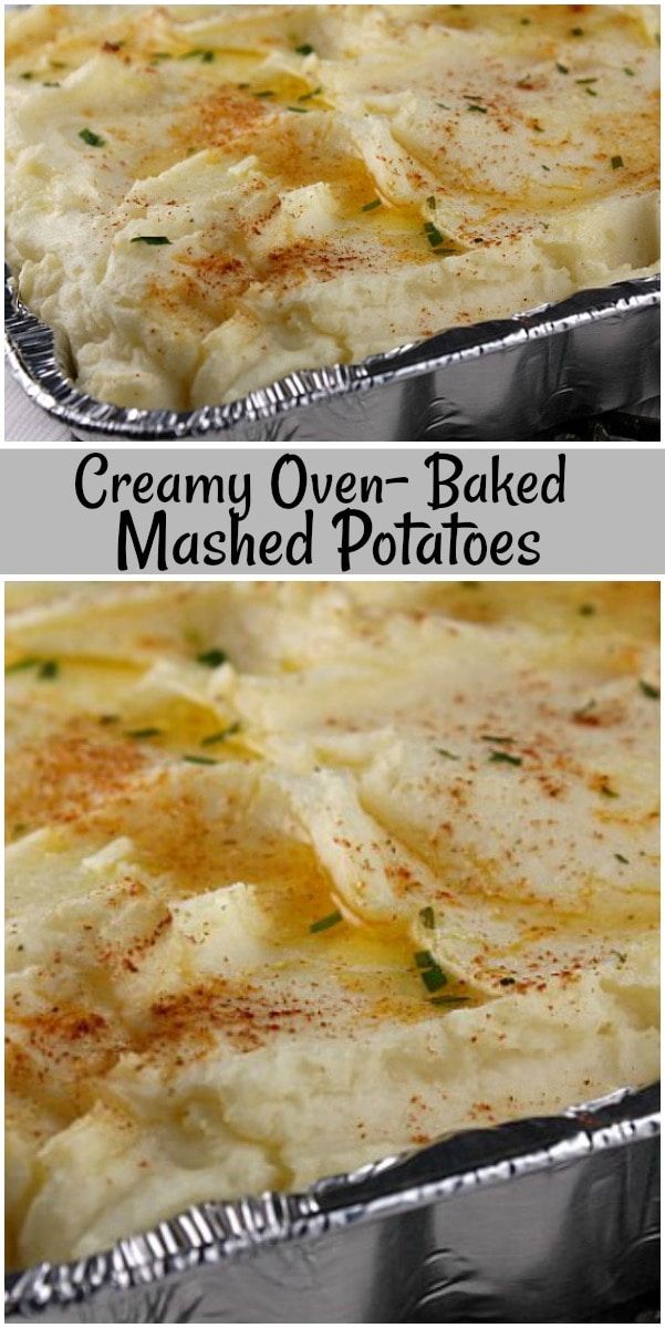 two pictures of baked mashed potatoes in tin foil