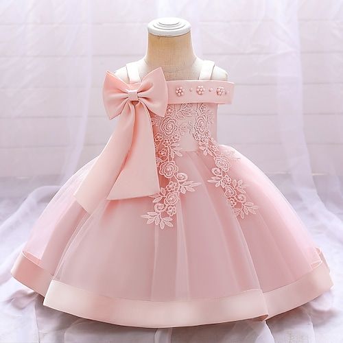 Season:Summer,Spring; Fabric:Polyester; Sleeve Length:Short Sleeve; Dress Length:Midi; Look After Me:Hand wash; Gender:Girls'; Style:Princess,Cute; Elasticity:Micro-elastic; Occasion:Daily,Party; Kids Apparel:Dress; Age Group:Kids; Fit Type:Slim; Dresses Type:Skater Dress,Tulle Dress; Pattern:Flower,Solid Colored; Design:Embroidered,Bow; Age:2-8 Years; Front page:FF; Listing Date:04/29/2022; Bust:; Length: 1st Birthday Dresses, Floral Embroidery Dress, Cheap Party Dresses, Baby Dress Design, Ag Doll Clothes, Cheap Dresses Online, Dress Tulle, Girls Party Dress, Dresses Kids Girl