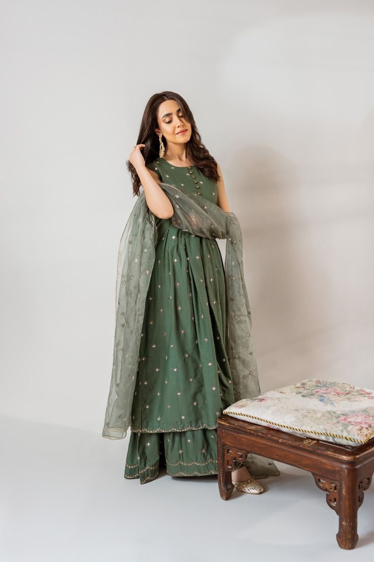 Party Wear Churidar, Green Anarkali Traditional Wear For Eid, Pista Green Frock For Women, Green Semi-stitched Anarkali Traditional Wear, Green Anarkali Traditional Wear With Traditional Patterns, Green Anarkali Traditional Wear For Festival, Green Anarkali Dress For Summer, Frock Suit With Plazo, Simple Dress Casual