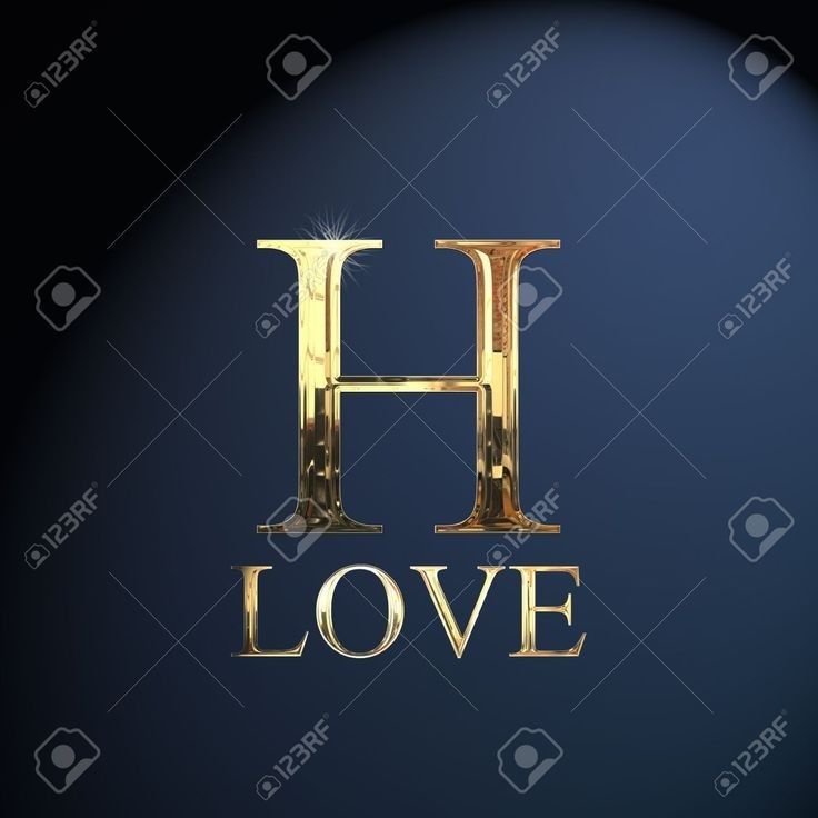 the letter h in gold on a blue background stock photo and royalty photoshopped