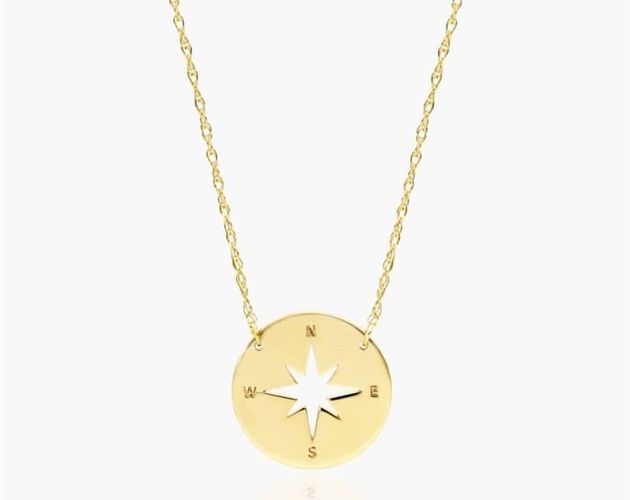 14K Yellow Gold Mini Compass Adjustable Necklace. Always be looking in a stylish direction when you wear this gorgeous necklace. Whether for yourself or a loved one, this necklace makes the perfect gift. Sterling Silver Gold Necklace With Compass Design, Luxury Gold Necklace With Compass Design, Elegant Gold Necklace With Compass Design, Elegant Necklace With Compass Design For Gift, Elegant Compass Design Necklaces As Gift, Elegant Charm Necklace With Compass Design, Sterling Silver Yellow Gold Compass Design Necklace, Silver 14k Gold Necklace With Compass Design, 14k Gold Compass Design Round Pendant Necklace