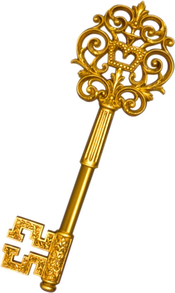 a golden key with an ornate design on it