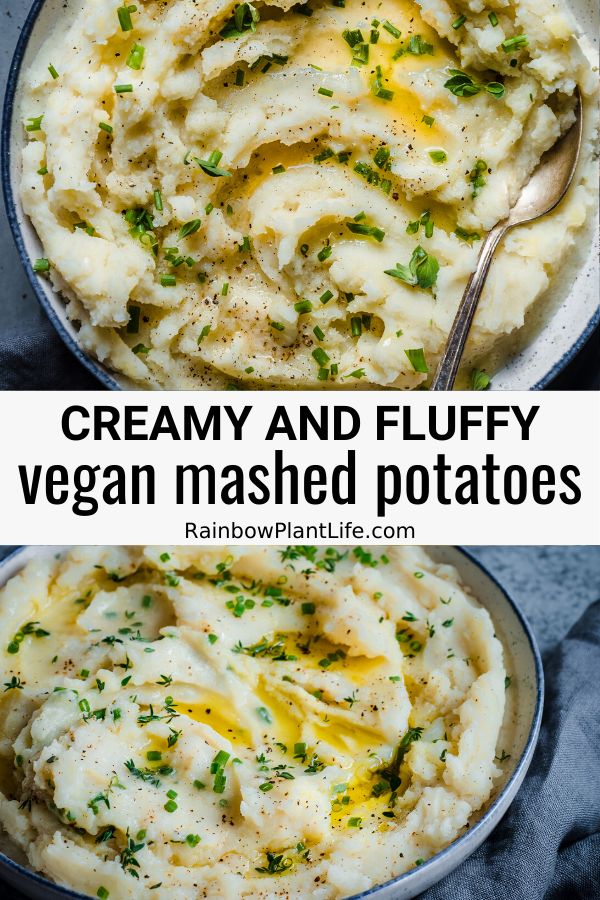 mashed potatoes in a bowl with text overlay how to make the best vegan mashed potatoes