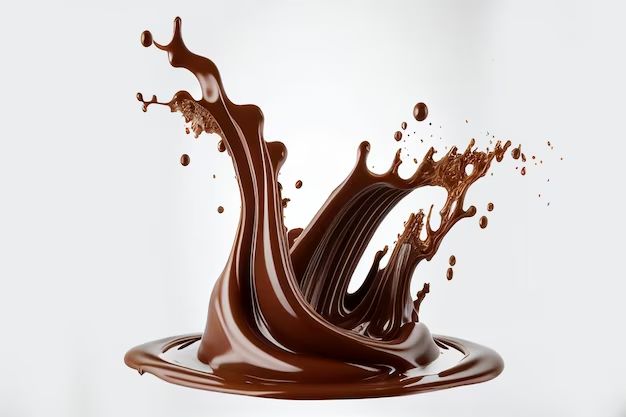 chocolate splashing into the water on a white background