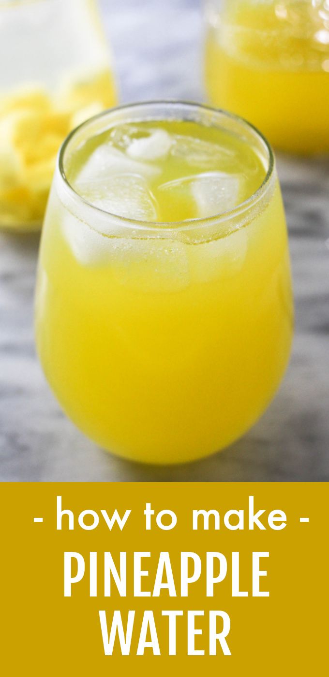 A glass of pineapple water with ice. Below the image, there is a text overlay saying: how to make pineapple water. Pineapple Water Recipe, Drinks With Pineapple Juice, Pineapple Juice Recipes, Fruit Infused Water Recipes, Flavored Water Recipes, Pineapple Water, Pineapple Drinks, Plain Water, Drink Recipes Nonalcoholic