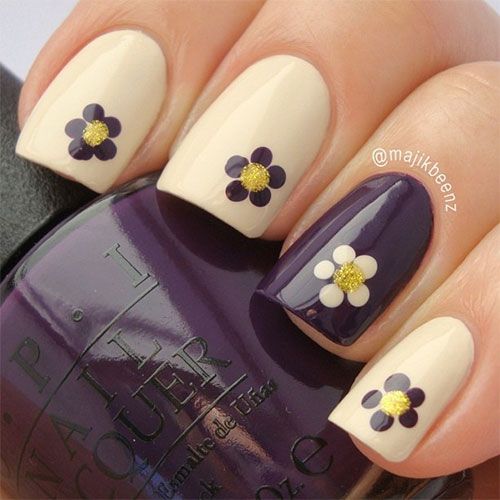 Nail Trends 2015 Unghie Nail Art, Fall Nail Art Designs, Nail Art For Beginners, Daisy Nails, Purple Nail, Spring Nail Art, Fall Nail Art, Cute Nail Designs, Fancy Nails