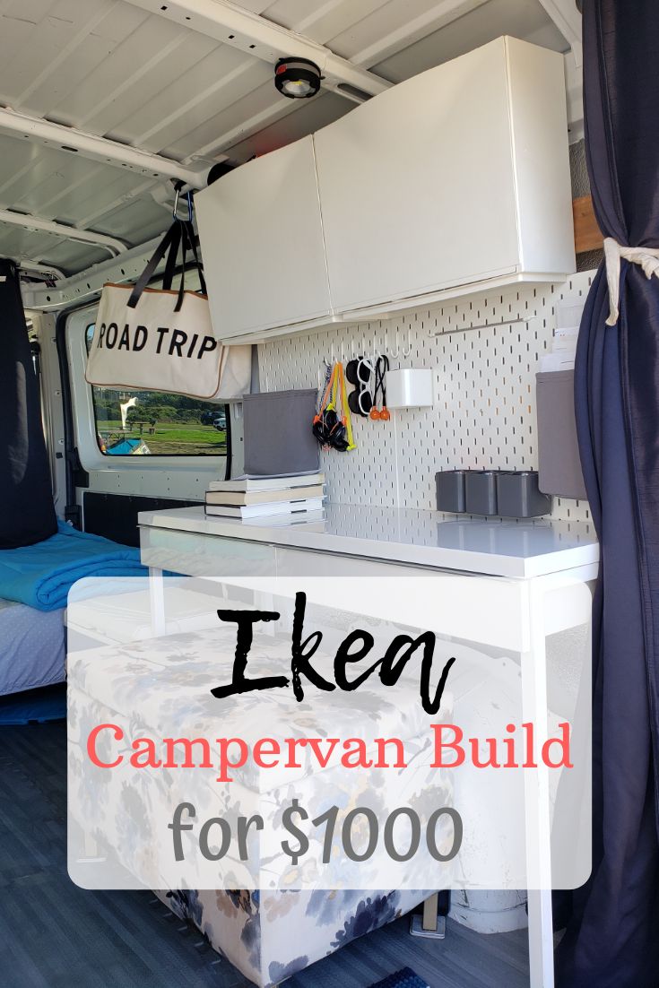 a campervan with the words ikea for $ 100 on it's side