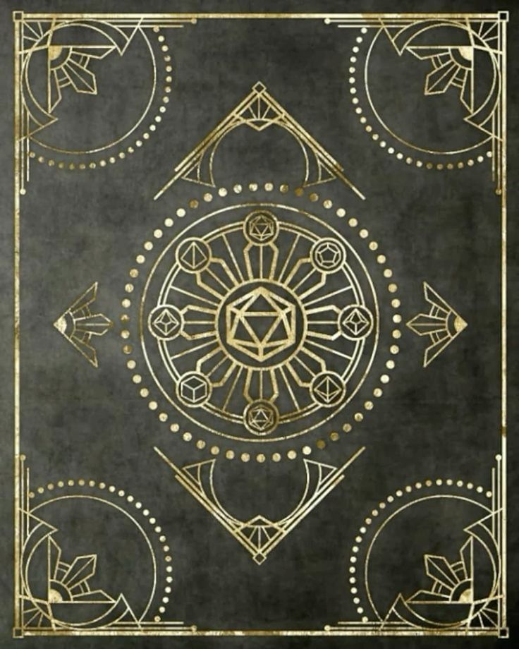 a black and gold book cover with an intricate design on the front, surrounded by circles