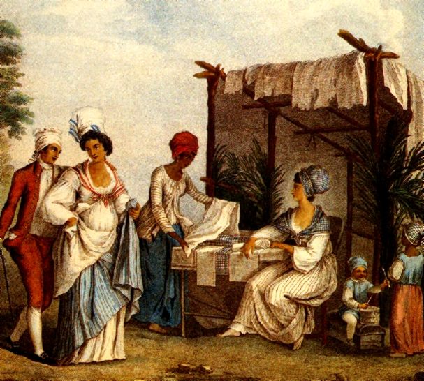 an old painting shows women dressed in ancient clothing and hats, one woman is washing her hands