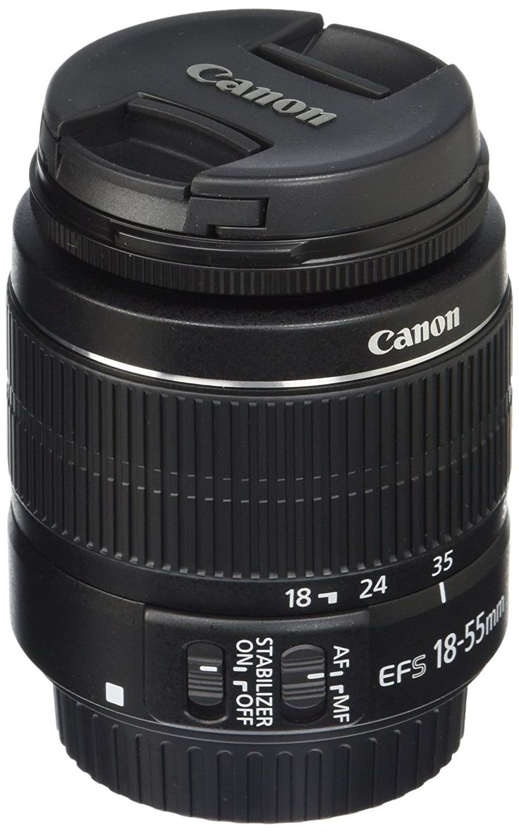 a canon lens with the hood up