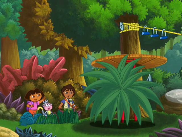 the cartoon characters are playing in the jungle