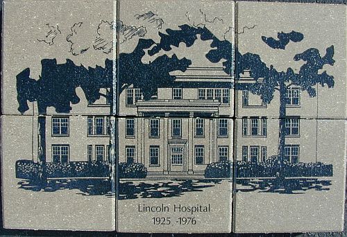 a tile mural depicting the lincoln hospital