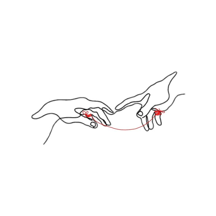 two hands touching each other with red string