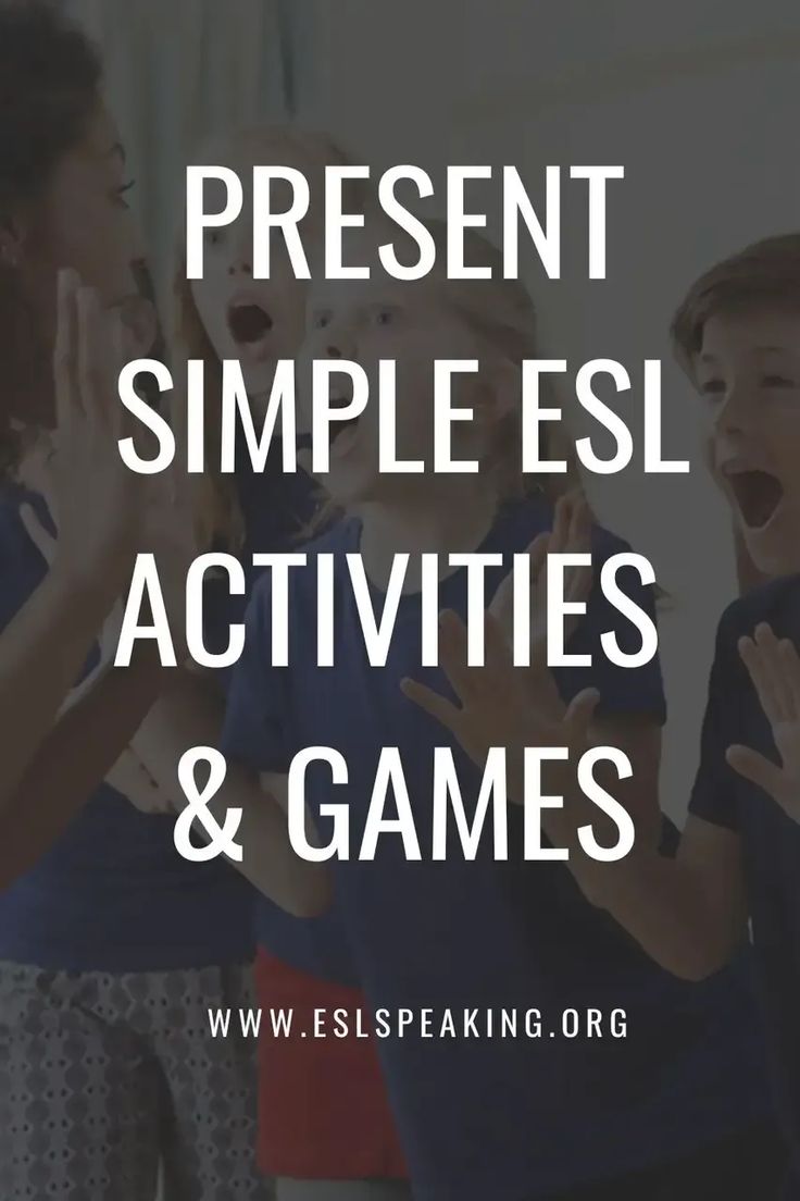 children singing in front of a mirror with the words present simple esl activities and games