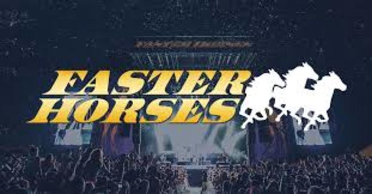 the logo for easter horses at an event with people on horseback in front of them