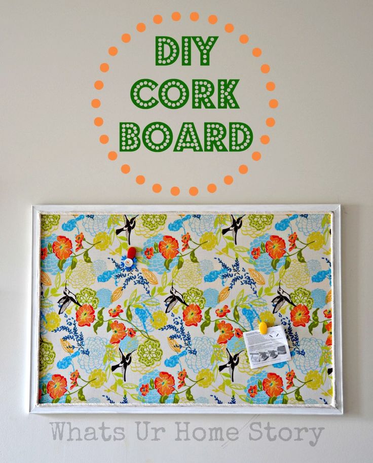 the diy cork board is hanging on the wall next to an orange and green sign