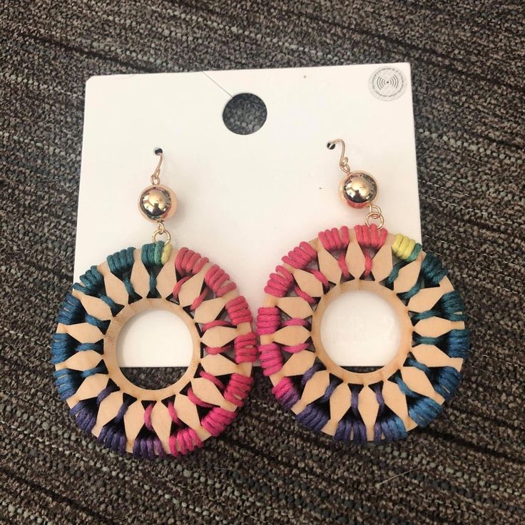 As Shown In Photos First Photo Is Actual Photo Of Item Multicolor Round Earrings For Summer, Multicolor Circular Summer Earrings, Multicolor Casual Earrings For Spring, Spring Beach Jewelry With Round Shape, Casual Multicolor Earrings For Spring, Multicolor Circular Earrings For Beach, Multicolor Circle Earrings For The Beach, Multicolor Round Earrings For Spring, Multicolor Circle Earrings For Beach