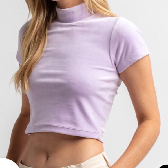 Light Purple Mock Neck Velvet Top Brand- Tilly’s Size Small, Fits True To Size Brand New With Tags, Never Worm Fitted High Neck Cotton Top, Trendy Cropped Purple Tops, Trendy Purple Cropped Top, Fitted Casual Cropped Mock Neck Top, Casual Stretch Mock Neck Cropped Top, Casual Stretch Cropped Mock Neck Top, Fitted Basic Purple Top, Spring High Neck Cotton Top, Casual High Neck Solid Tops