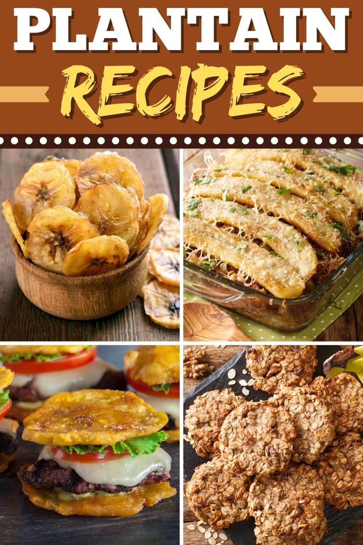 there are many different foods in this collage with the words plantain recipes on it