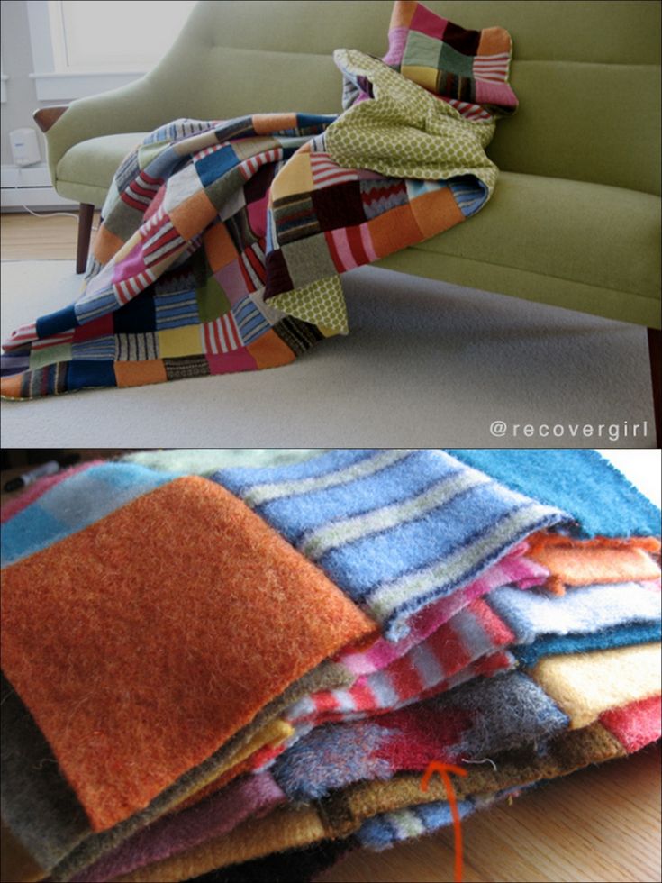 there are many different types of blankets on the floor and one is made from old fabrics