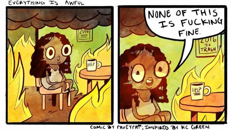 a comic strip with an image of a woman sitting at a table in front of a fire