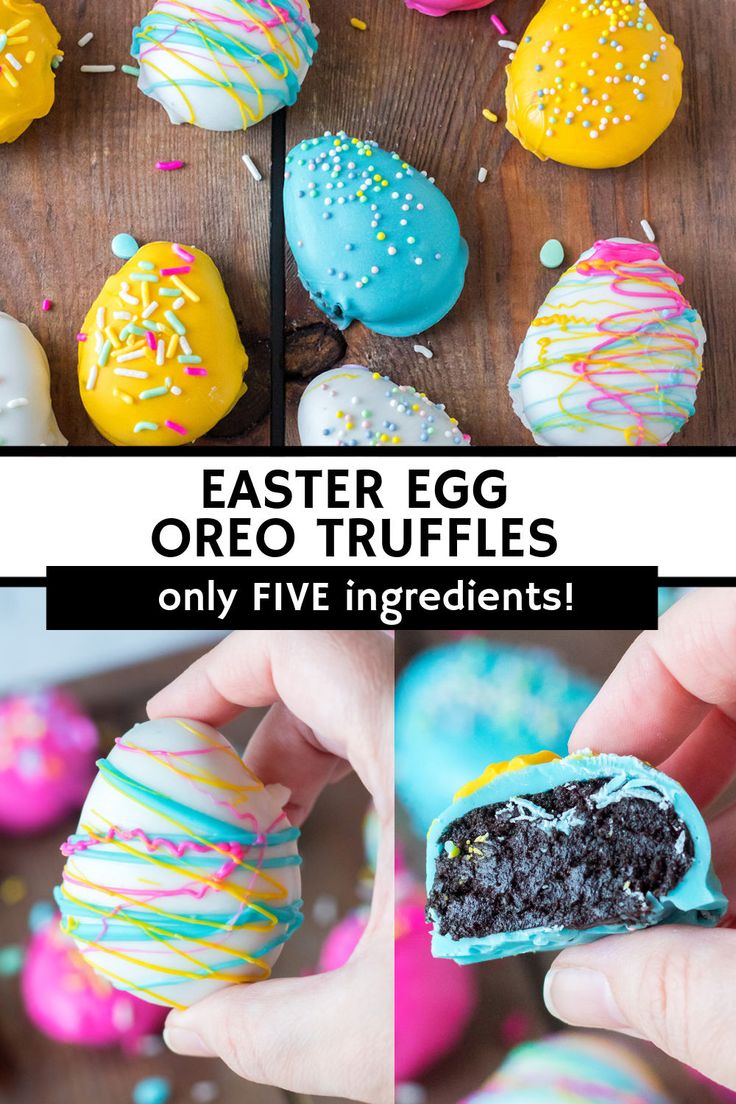 easter egg oreo truffles with colorful frosting and sprinkles