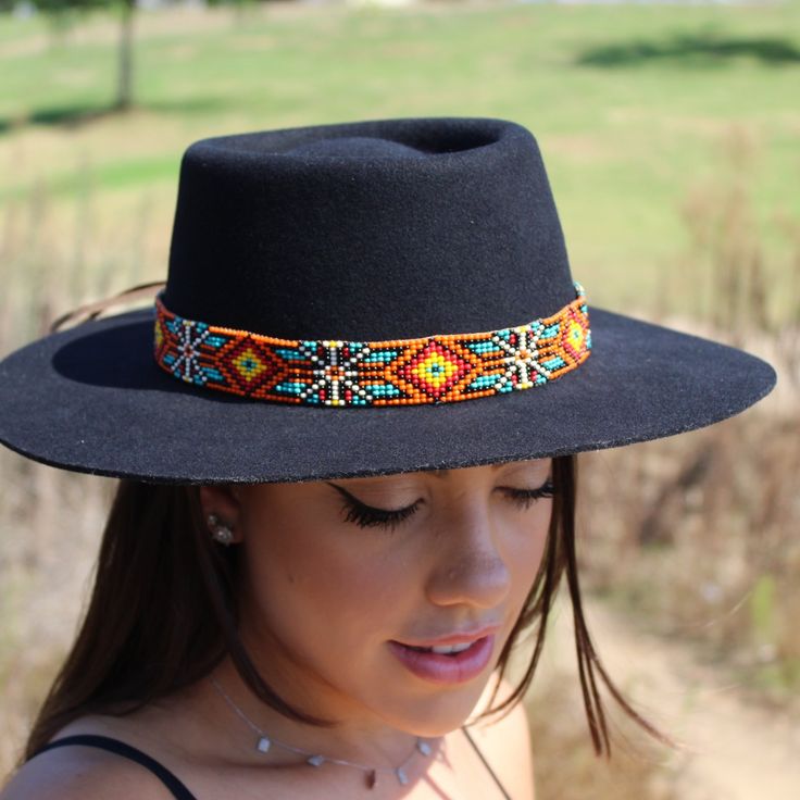 Price includes a Brigitte Sambboho hat & a Maui hatband. Save 10% with this bundle. Select hat size. Hatband is one size fits all. Hatband is removable. Hatband in the bundle is made to order: average delivery time for made to order item is 20 business days. The fanciest hat you will ever wear. Sambboho's Brigitte black hat is a dipped crown boater design with a custom trimmed genuine velvet black band. A structured and stiff short-brimmed boater style. Use to make an impression! Dipped crow Casual Adjustable Top Hat For Beach, Casual Short Brim Felt Hat For Festivals, Adjustable Black Headpieces For Festival, Bohemian Summer Felt Hat For Rodeo, Handmade Bohemian Felt Hat For Rodeo, Multicolor Bohemian Hat, One Size Fits Most, Bohemian Multicolor Adjustable Hat, Adjustable Multicolor Headpieces For Summer, Traditional Black Hat For Festival